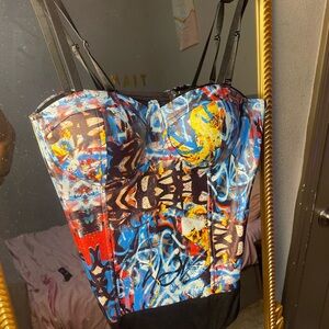Colorful Abstract Bustier Top